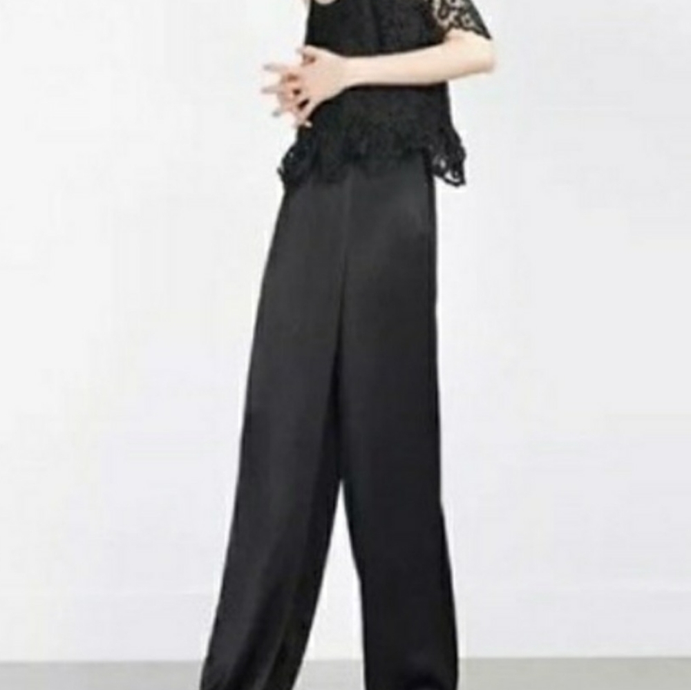 Zara Woman Silky Sarong Wide Leg Pants